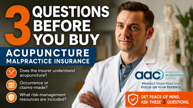 Acupuncturist reviewing three questions before buying acupuncture malpractice insurance